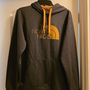 The North Face Men's Gray Hoodie with Gold Accents